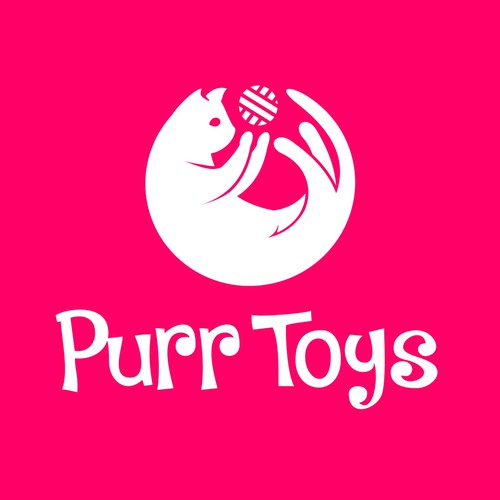 Cute cat logo with the title 'Purr toys logo'