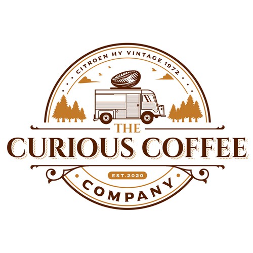 Bean logo with the title 'The Curious Coffee Co.'