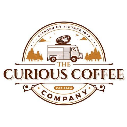 Van design with the title 'The Curious Coffee Co.'