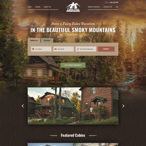 Woods design with the title 'Cabin Pros - Luxury Cabin Rentals'