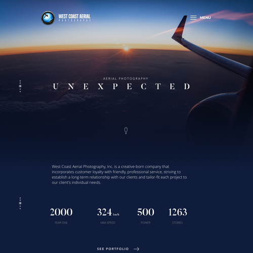 Photography website with the title 'Design for Award-Winning Father-Son Aerial Photography Company'