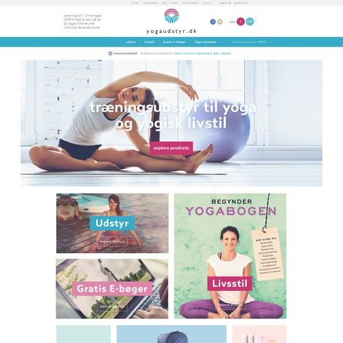 Sports website with the title 'Yoga shop'