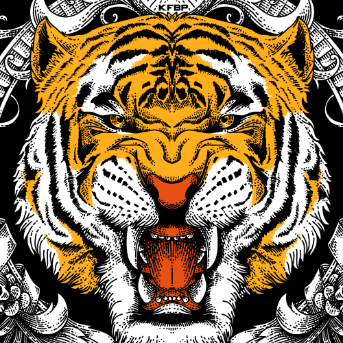 Engraving t-shirt with the title 'Metal Tiger'