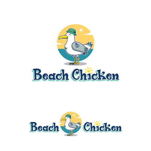 Fishing logo with the title 'Beach Chicken'