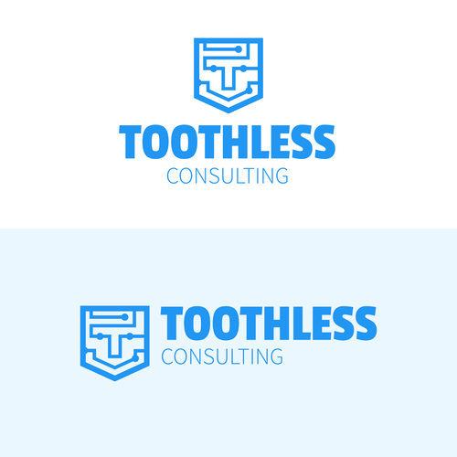 Circuit board logo with the title 'Logo design for Toothless Consulting'