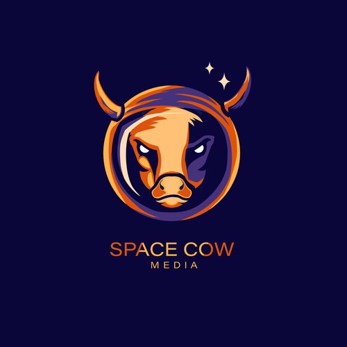 Angry logo with the title 'Space Cow Logo'