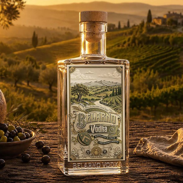 Packaging with the title 'Belarno Vodka'