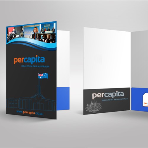 Folder design with the title 'Create a new political message for Per Capita'