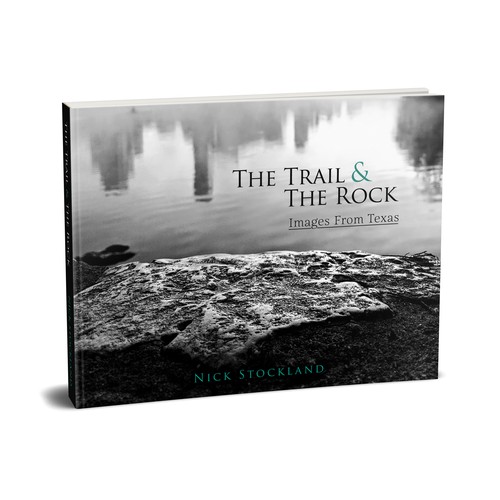 Grayscale design with the title 'Book cover winner for a photo book about Texas nature'