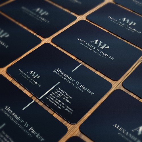 Silver design with the title 'Business card for AWP'