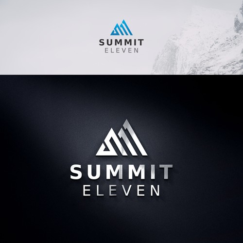 Adventure logo with the title 'Summit Eleven, modern logo for a modern transportation company.'