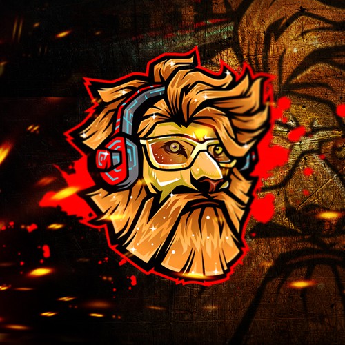 Detailed logo with the title 'hipster lion'