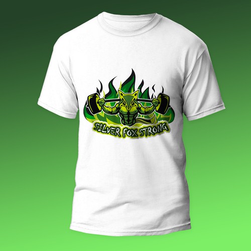 Green t-shirt with the title 'Fox Strong'