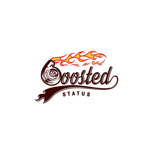 Flame design with the title 'fire spitting logo for boosted status'