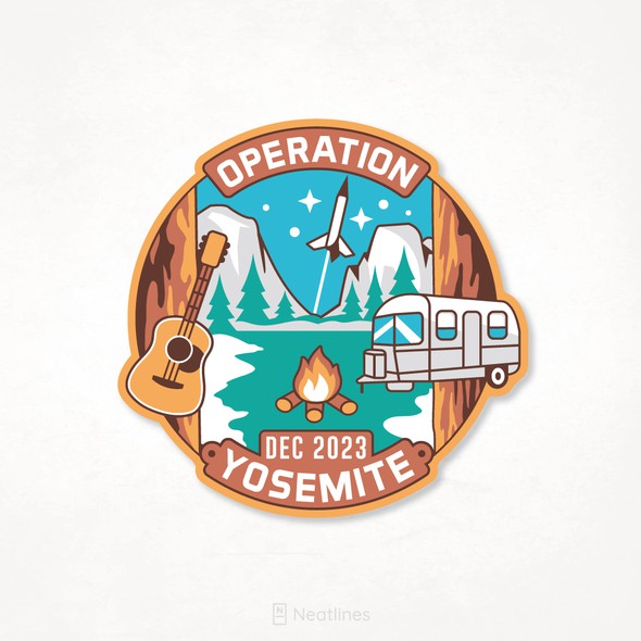 Fire pit logo with the title 'Yosemite'