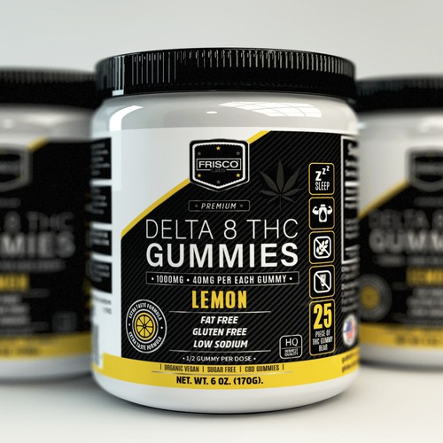 Gummy packaging with the title 'Gummy Jar Label Design.'
