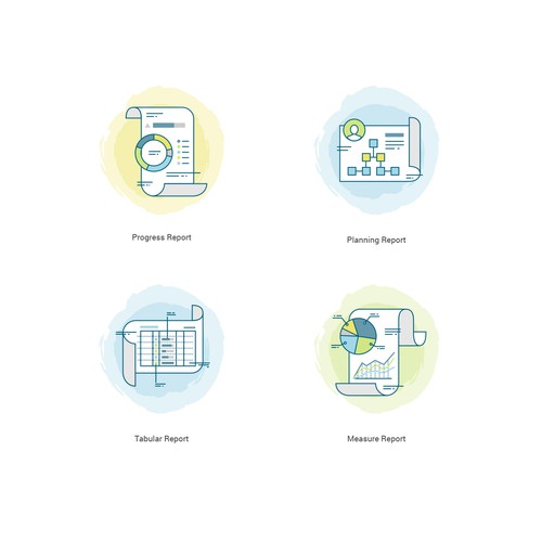 Report design with the title 'Reports icons '