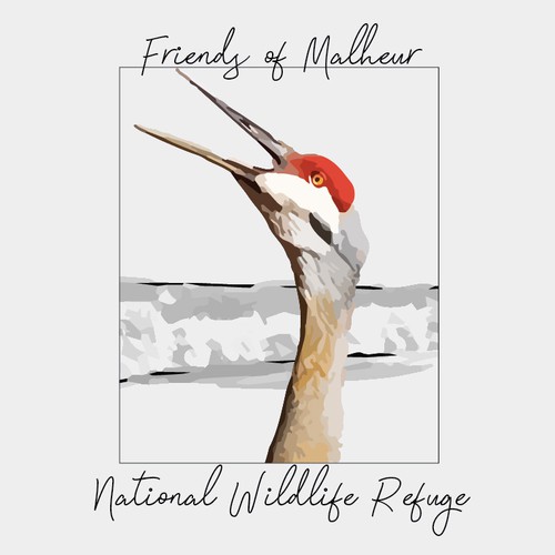 Crane logo with the title 'Friends of Malheur National Wildlife Refuge'
