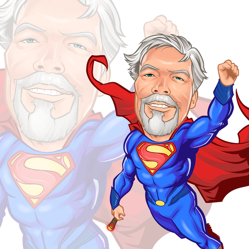 Superhero artwork with the title 'Superman Caricature'