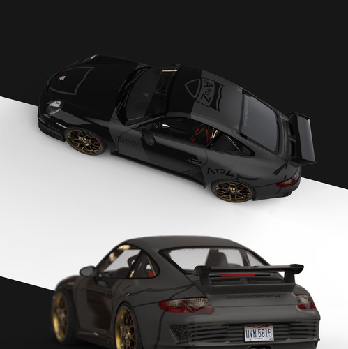 Porsche design with the title 'Car wrap - track car/ company look'