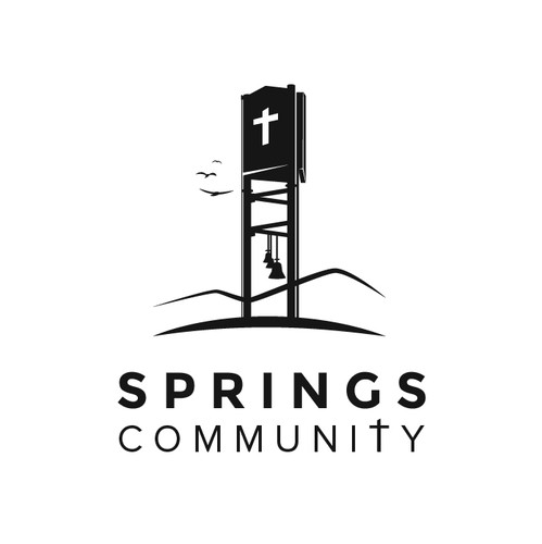 Heart and cross logo with the title 'Illustrative logo designs for a community church'