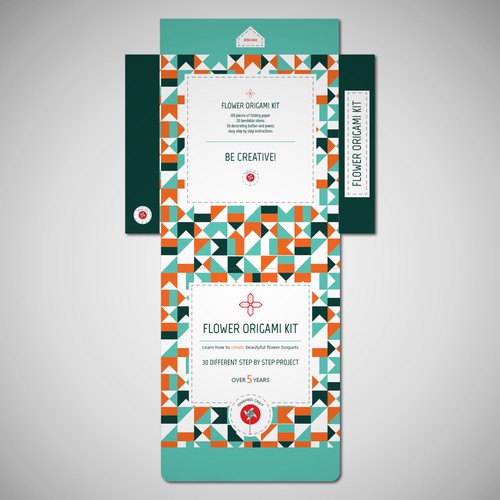 Toy packaging with the title 'Flower Origami Kit Contest'