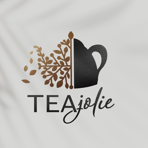 Gold foil design with the title 'Tea company logo'