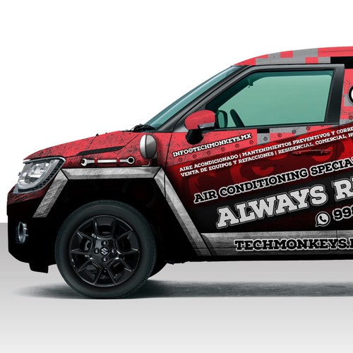 Tank design with the title 'Tech Monkeys Tank Wrap'