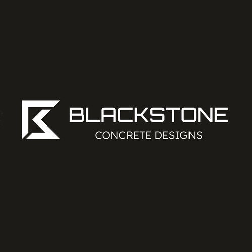 Concrete design with the title 'Bold and abstract monogram for Blackstone concrete designs'