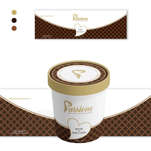 Gourmet packaging with the title 'Packaging design for a gourmet gelato brand'