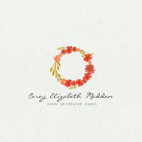 Floral brand with the title '"Modern Vintage" hand decorated cakes'