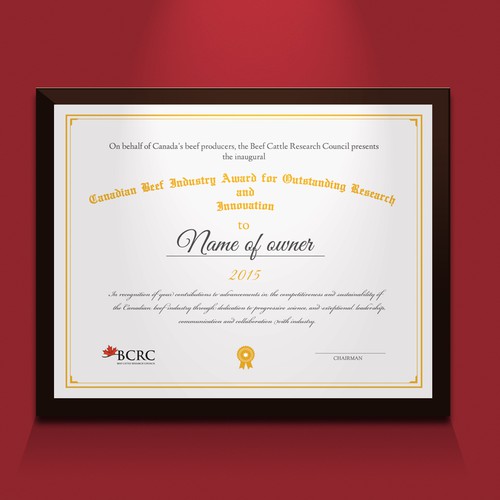 Certificate design with the title 'National Award Certificate'