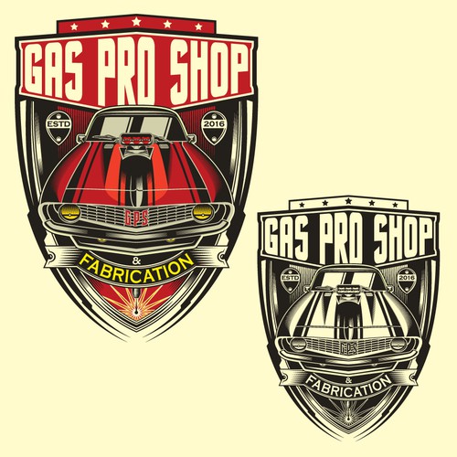 Motor logo with the title 'Logo Gas Pro Shop'