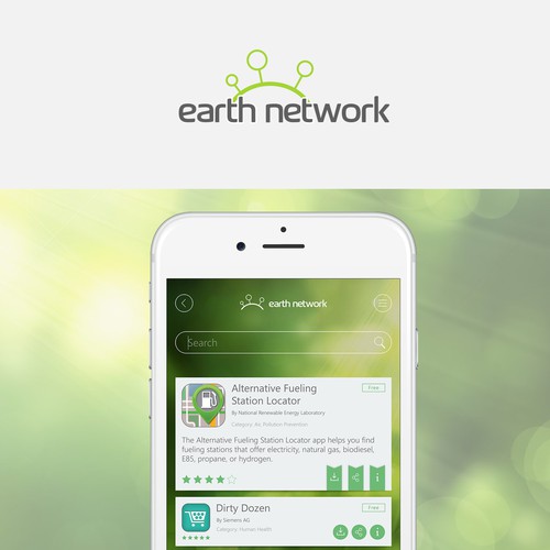 IOS 8 design with the title 'App and logo concept for Earth Network'