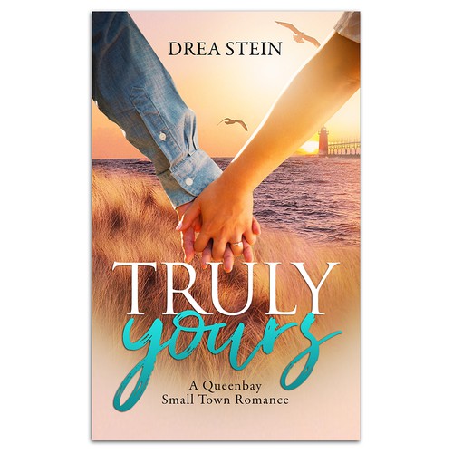 Beach book cover with the title 'Design A Cover for a Small Town Contemporary Romance Novel'