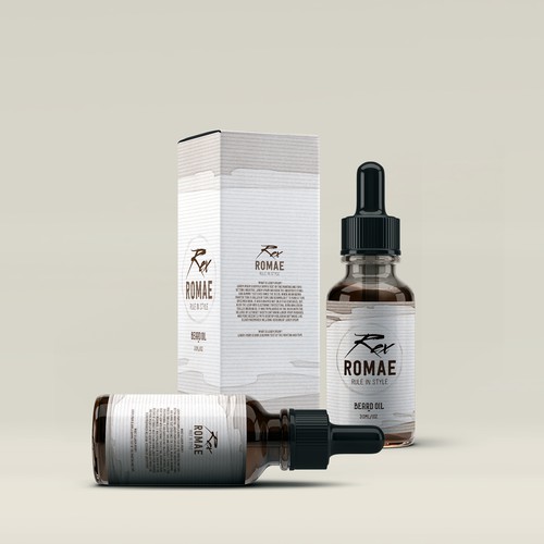 Beard label with the title 'Product packaging for Rex Romae'