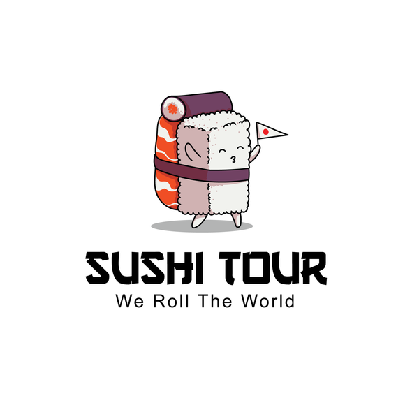 Flag design with the title 'Playful Character Sushi Tour Logo'