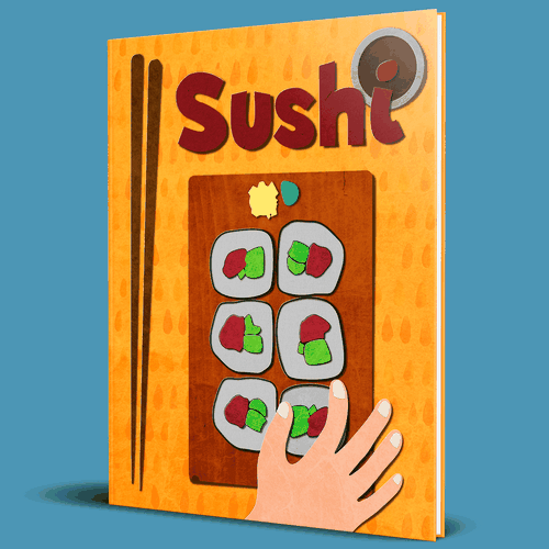 Sushi artwork with the title 'Book on Sushi'