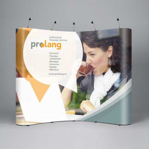 Language design with the title 'Modern trade show booth'