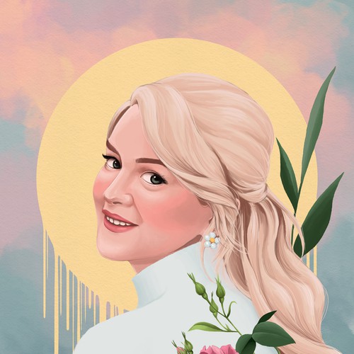 Painting design with the title 'Woman Illustration'