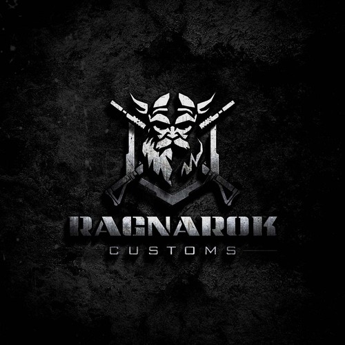 Viking ship logo with the title 'Ragnarok Customs - Logo Design'