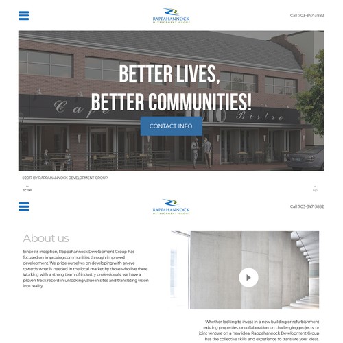 Parallax website with the title 'better living communities'