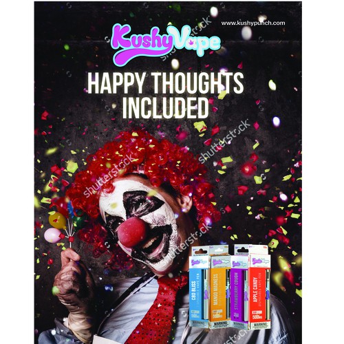 Magazine ad design with the title 'Kushy Vape Magazine Ad'