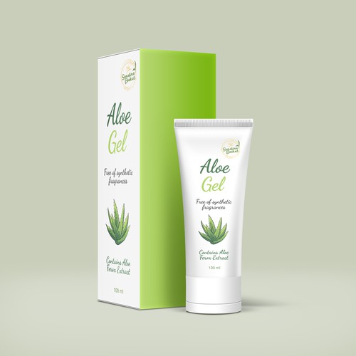 Tube packaging with the title 'Aloe Gel tube and box'