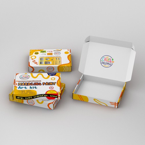 Yellow packaging with the title 'Box Design'