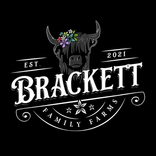 Fluffy logo with the title 'Vintage logo for fluffy highland cattle farms'