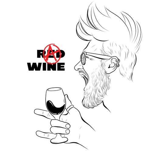 Bold t-shirt with the title 'Wine drinkers T-shirt design (male)'