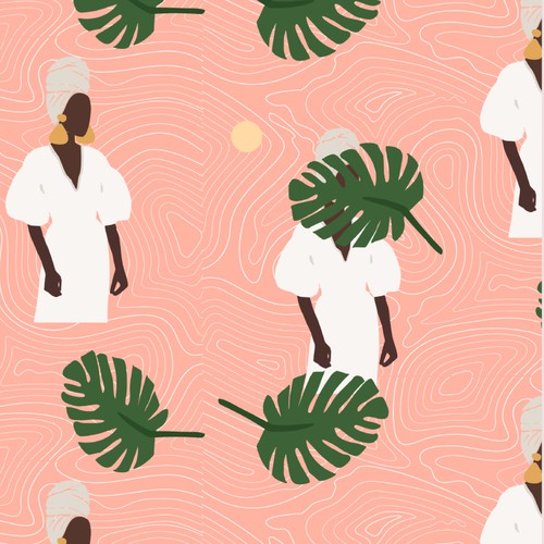 Fabric illustration with the title 'African woman pattern'