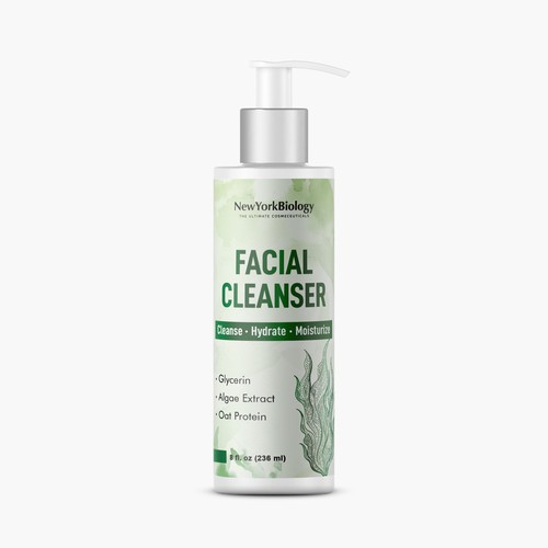 Beauty label with the title 'Facial Cleanser Label Design for NewYorkBiology'