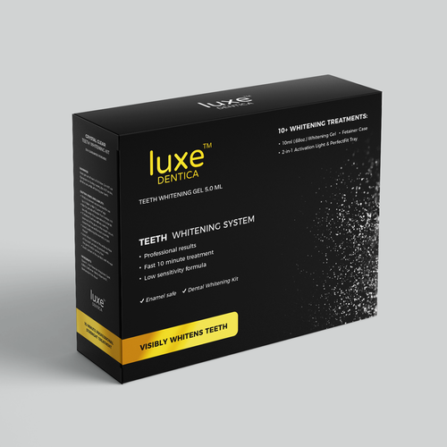 Mockup packaging with the title 'Teeth whitening package design'